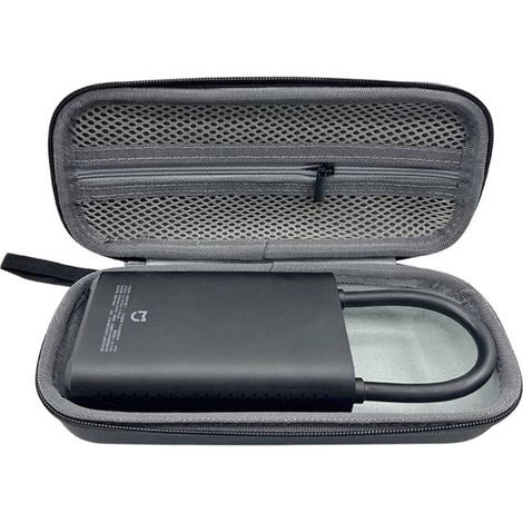 Questa borsa porta-gonfiatore per pneumatici 2S per auto e biciclette include un cavo dati USB e un tubo dell'aria. È dotata di un design rigido ed è compatibile con i gonfiatori elettrici portatili X