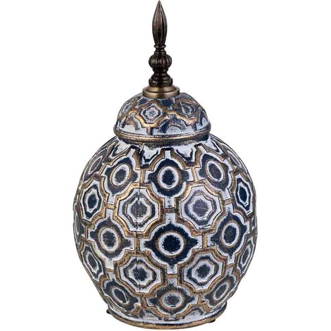 Jarrón de cerámica  azul, d15,5x27,5h cm (1/5)
