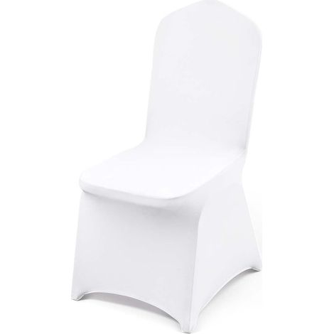 Couverture Housses de Chaise Mariage 5 Pièces Housse de Chaise Blanche Housse de Chaise Banquet pour Chaises sans Bras Polyester et Élasthanne Élastique Soirée Célébration Décoration (1/5)