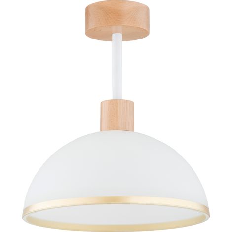 Plafonnier scandinave bois/verre blanc E27 30cm Alfa (1/3)