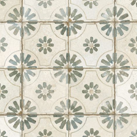 Carrelage Vintage effet Carreau ciment Vert 45x45x0,95 cm Selvara - Sol et mur intérieur (vendu par carton de 1 m²) - RO'MA CARRELAGE