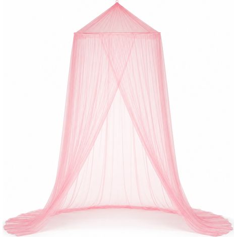 Moustiquaire Ciel de Lit Sans Perçage Porte Simple Rose (1/5)