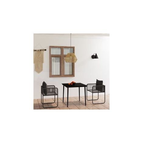 Ensemble à manger de jardin 3 pcs Noir (1/5)