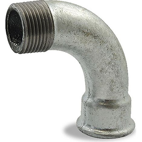 Courbe à grand rayon à 90° male femelle, galvanisée, en fonte malléable 1/4'' (1/2)