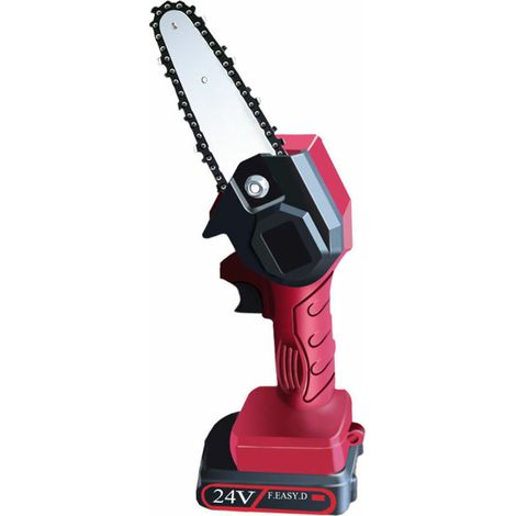 Tronçonneuse à batterie Tronçonneuse sans fil à main avec chargeur et 2 batteries - rouge (1/5)