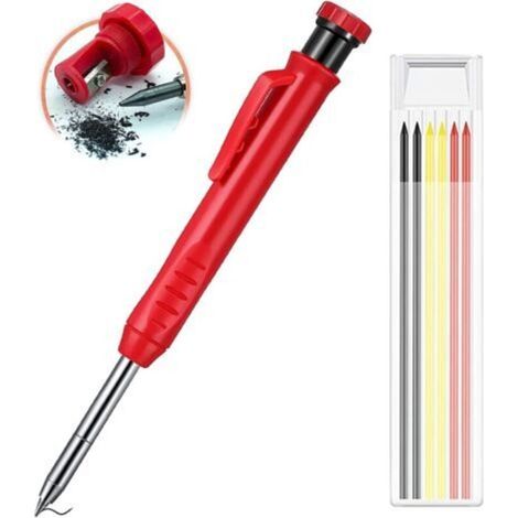 Crayons de Menuisier,Ensemble de crayons de menuisier,Longlife Marqueur automatique,Marqueur de trou profond,Outil de marquage au crayon de construction,pointe télescopique (1 article) H624