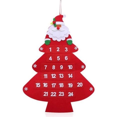 Calendrier de l'Avent du Père Noël en feutre - - Rouge - Enfant (1/5)