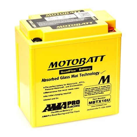 Batterie Motobatt QuadFlex AGM MBTX16U 12V 19ah 250A YTX16-BS YTX20CH-BS