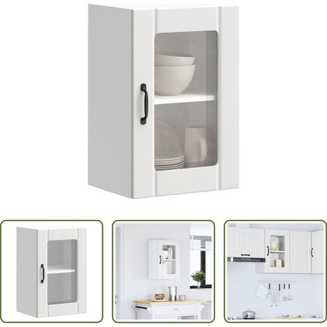 Küchenmöbel - Küchen-Hängeschrank mit Glastür Lucca Weiß (1/5)