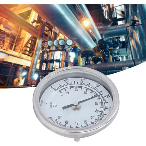Bimetallthermometer G1/2, 83 mm Durchmesser, Messbereich -15 bis 90 °C, Edelstahl 304, hohe Präzision (1/5)