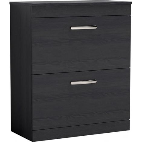 Nuie Athena Floor Standing 2-Drawer Vanity Unit and Worktop 800mm Wide - Charcoal Black Woodgrain (1/5)