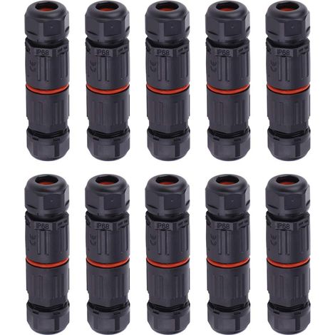 10PCS Raccord Électrique Étanche IP68 Connecteurs de Câbles 0.5mm²-2.0mm² 3 Broches Boîte de Jonction Extérieure (1/5)