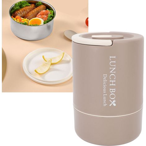Mehrlagige Bento-Box aus Edelstahl 304, tragbar, isoliert, doppelwandig, kaffeefarben (1/5)