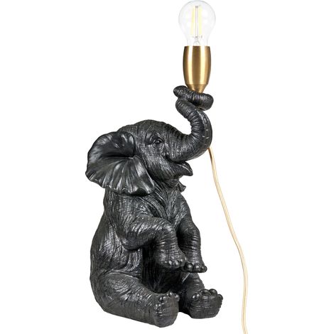 Lampe de Table en Polyrésine en Forme d'Éléphant Thème Animalier Accessoire Salon Chambre Noire Fortuna