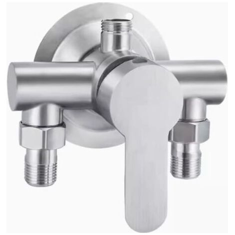 Grifería de ducha de acero inoxidable 304 con rosca G1/2 y maneta metálica para montaje en pared.