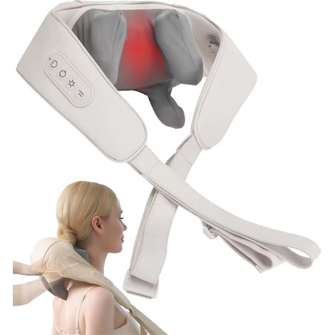 Masajeador eléctrico de tejido profundo para cuello para aliviar el dolor, presión ajustable, calentable, ideal para personas que inclinan la cabeza durante períodos prolongados, regalo perfecto.