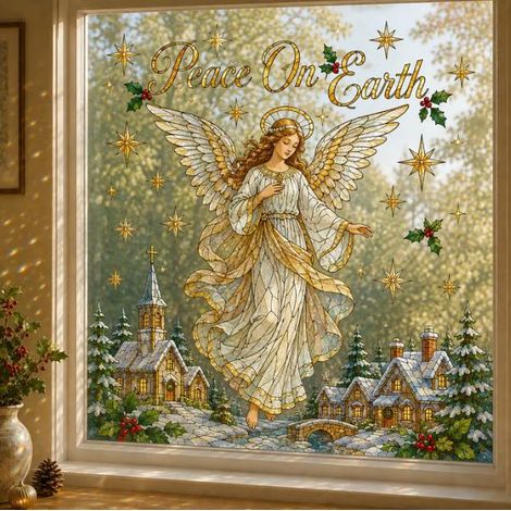 New Creative Large Christmas Window Sticker, Christmas Decoration, Flat Poster, Waterproof Sticker - Angel - 7070cm