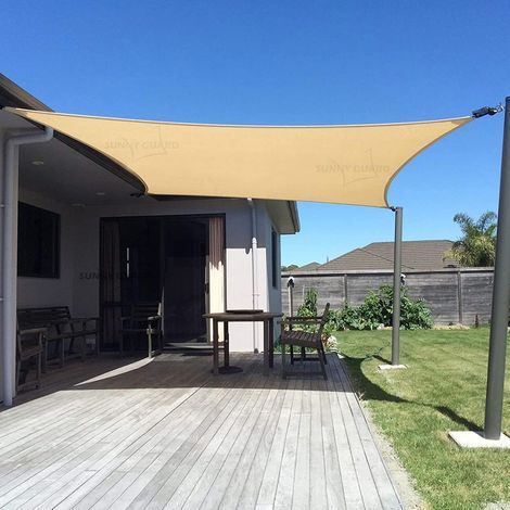 Voile d'ombrage rectangulaire 3x4m, protection UV, couleur sable, pour jardin et terrasse (1/5)