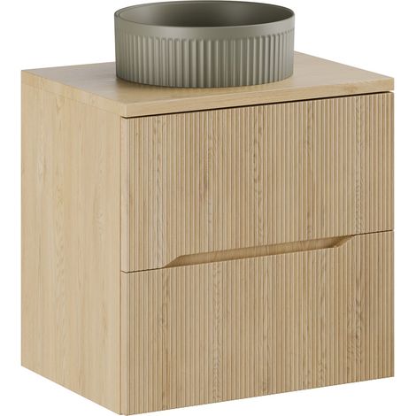 Meuble suspendu sous vasque 60 cm NORDIC chêne cremona avec plan et vasque BEYOND (1/5)