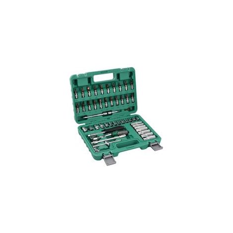 Jeu de Douilles 1/4", Jeu d'Embouts, Douille Universelle, Clé à Cliquet, Poignée Rotative, Kit d'Outils de Voiture 53 Pièces, Barres d'Extension pour Réparation de Vélos de Voiture