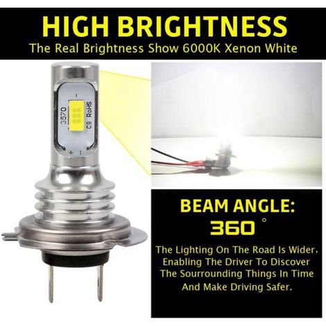 2PCS Ampoules Phares-LED, H7-6000K blanc 10000LM-kit de conversion de phare (1/4)