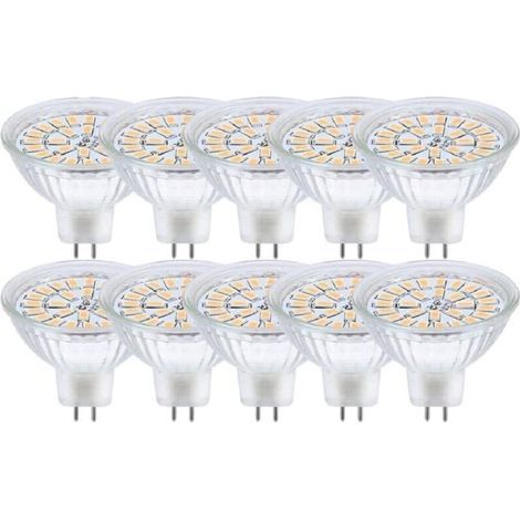 Ampoule LED GU5.3, MR16 LED 12V 3W Equivalent à 30W Lampe Halogène Blanc Chaud 3000K, Ampoules LED Spot Non Dimmable, Lot de 10 [Classe énergétique F] (1/5)