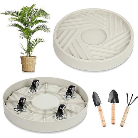 Plante Tray avec Hidden roues renforcé Rolling plante support intérieur extérieur plante Saucer Tray avec jardin outils (1/5)