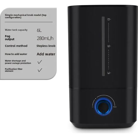 Humidificateur 6 L (version à bouton), humidité constante intelligente, grande capacité, conception silencieuse (1/5)