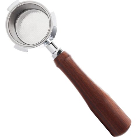 51mm bottomless filter holder with 3-ear stainless steel basket and solid wood handle, replacement parts compatible with the Delonghi EC685/EC680 machine (1/5)