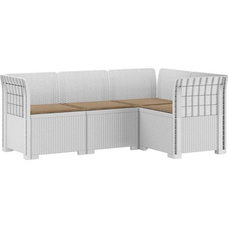 4-Seater Garden Sofa with Cushions Rattan Look PP White vidaXL (1/5)