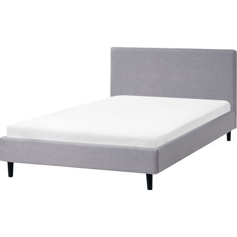 Letto matrimoniale in tessuto grigio chiaro con rete a doghe 120 x 200 cm Fitou (1/5)