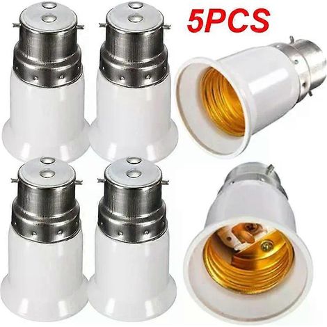 Adaptateur de douille B22 vers E27 pour ampoule LED (1 ou 5 pièces), avec support à vis et protection anti-brûlure. (1/5)
