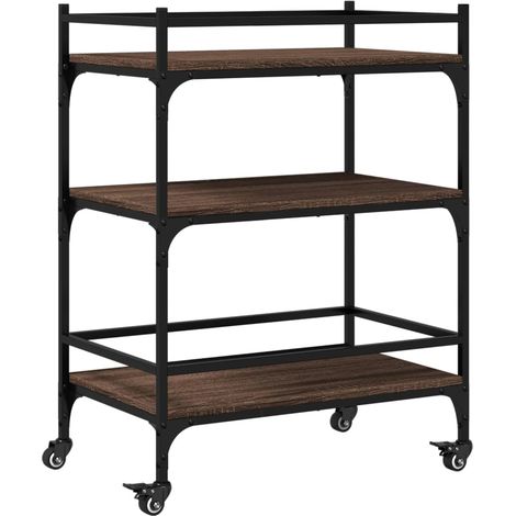 Chariot de cuisine,Chariot de Service,Desserte Cuisine chêne marron 65x40x86,5 cm bois d'ingénierie CFW16818 (1/5)