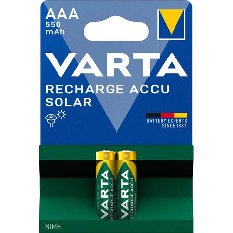 Varta RECH.AC.Solar AAA550mAh BLI2 Batteria ricaricabile Ministilo (AAA) NiMH 550 mAh 1.2 V 2 pz. (1/3)