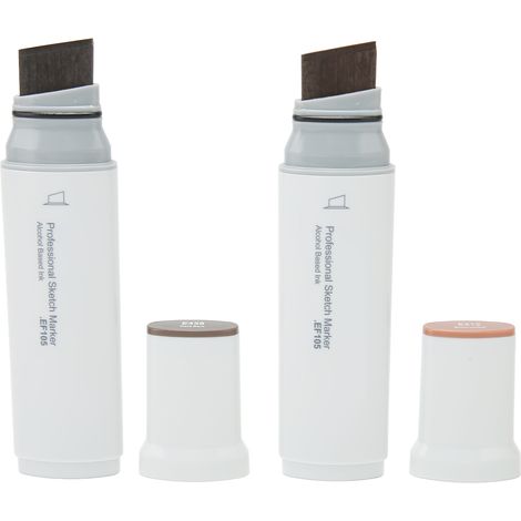 Lot de deux grands marqueurs professionnels à séchage rapide, à encre absorbante, à base d'alcool, à pointe large, de couleur marron. (1/5)