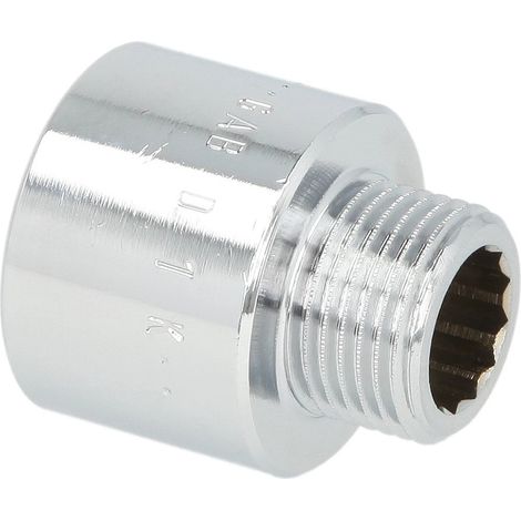 Rallonge de réduction FF/FM 1/2'' x 3/8' avec polyèdre intérieur laiton chromé