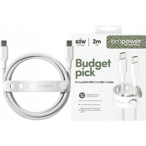 Cavo USB Type C Panzerglass - Cavo USB Type C da 2 m, bianco, 1 pz.