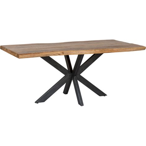 Mesa de comedor de acacia lacada y patas de hierro 180x90x76h cm (1/4)