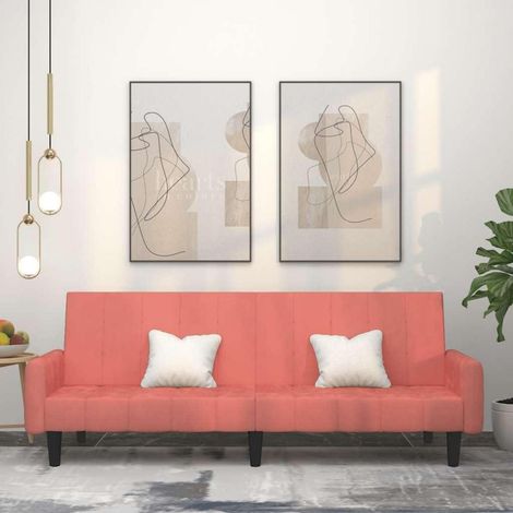 Schlafsofa 2-Sitzer Rosa Samt Klappbar mit Schlaffunktion (1/5)