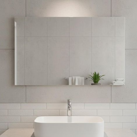 Mobiletto Bagno Sospeso Mobile Legno Con 2 Ante Ripiani e Vani Aperti Lavabo In Ceramica Con Specchio E Led Design Moderno Nordico La Brea 80 x 45 x 64 Cm Rovere - Misura: Mobile Lavabo e Specchio