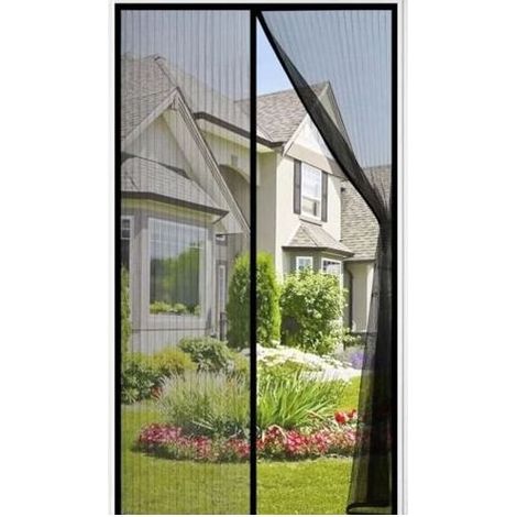Moustiquaire Porte Magnétique 120x210cm noir Rideau Anti Mouche Fermeture Automatique pour Porte de Balcon Porte Cave Porte de Terrasse, Aimants Plus Forts, Installation Adhésive sans Perçage (1/5)