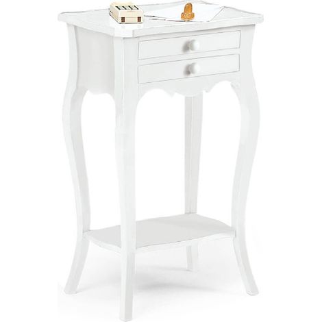 Portatelefono Classico in legno 2 cassetti Colori mobili tempesta: Bianco opaco