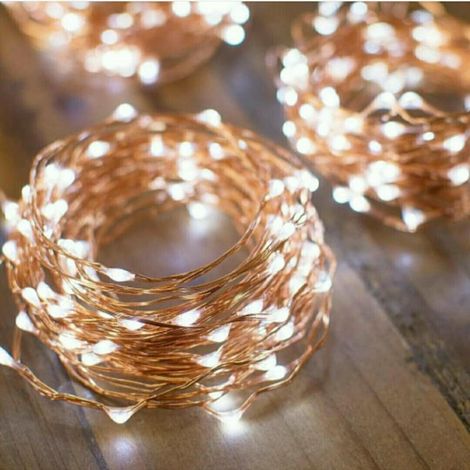 5 Meter/16 Fuß Micro-LED-Lichterkette, 50 Lichter, wasserdicht. Silberdraht/Kupfer/weißes Licht, warmweiß