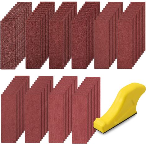 100 Stück Schleifblätter mit Handschleifblock, 40/60/80/120/180/240/320/400/600/800 Schleifpapier zum Schleifen