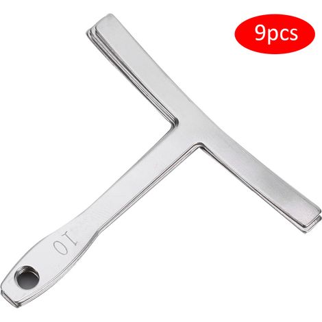 9-teiliges Gitarrenradius-Messset, T-Lineal aus Edelstahl zur Griffbrettvermessung, Werkzeug für Gitarrenbauer (silber) (1/5)