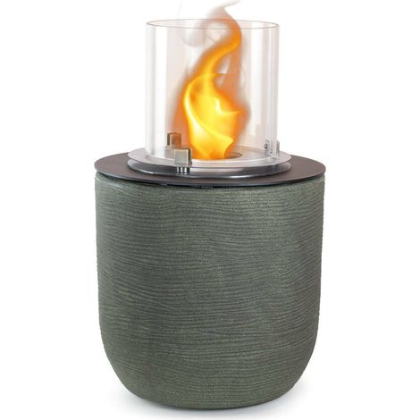 Dmora - Bioethanol-Kamin Dsgarboss, Ökologischer Kamin, Rauchfreies Feuer, Heizung mit Ethanol, Made in Italy, 35x35 h55 cm, Grün