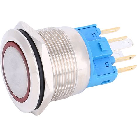 Lot de 2 interrupteurs à bouton-poussoir autobloquants à anneau de 22 mm, 3-6 V CC, 6 broches, rouge. (1/5)