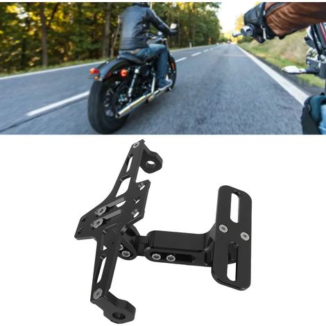 (Exclusivité Mexique) Pièces de modification pour moto, cadre de plaque d'immatriculation usiné CNC, cadre de plaque d'immatriculation en alliage d'aluminium, noir (1/5)