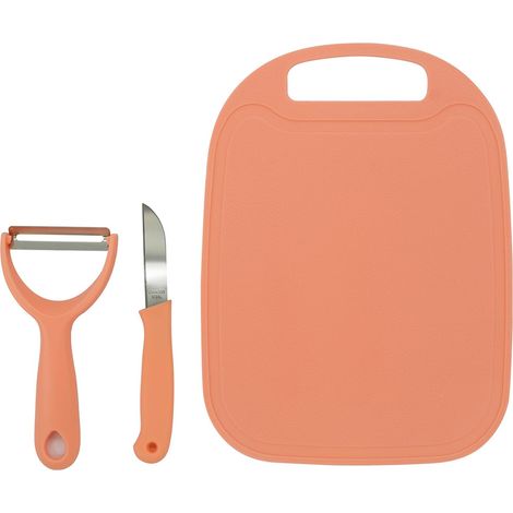 Fackelmann Set da Cucina in Plastica, Tagliere Antiscivolo, Coltellino Multiuso e Pelaverdure Ergonomico per Tagliare, Sbucciare e Affettare con Precisione (1/5)