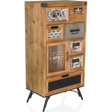 Kommode CONTINENTO S 53x32x104 cm 1 Tür 7 Schubladen Tanne massiv hjh LIVING (1/5)